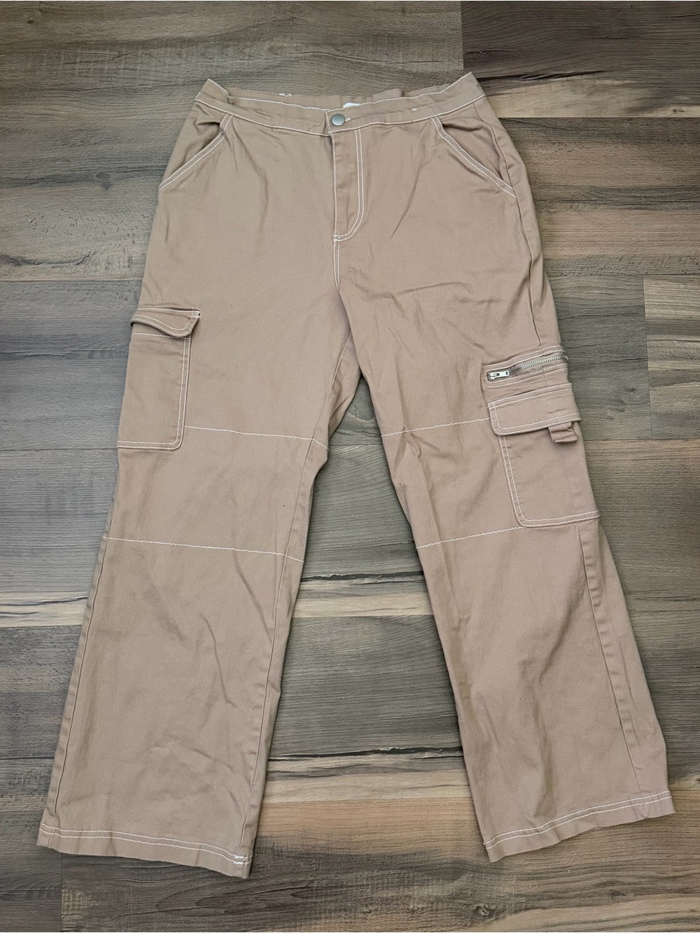 Rachel Paige Khaki/Tan Wide Leg Cargo Pants Size Large